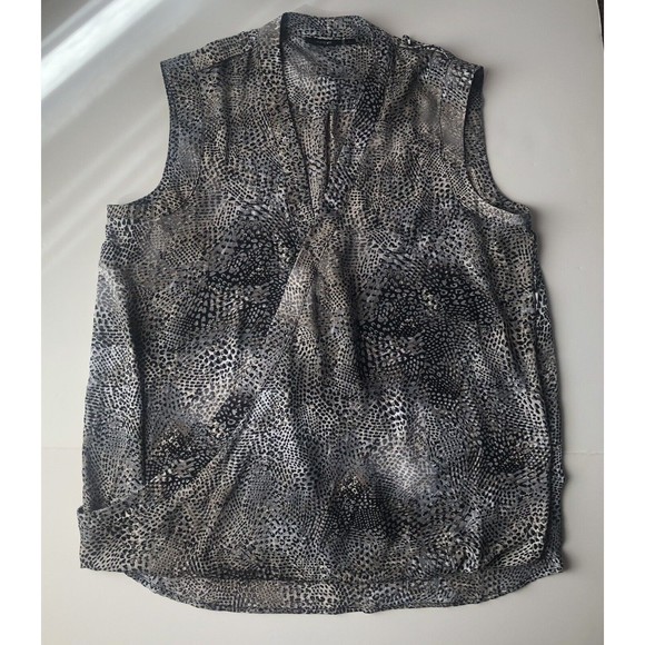 Apt9 Snake Skin Print Blouse Size Large Sleeveless V Neck - Picture 1 of 9